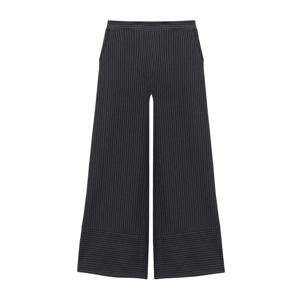 Mint Velvet Black Pinstripe Wide Trousers